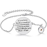 ONEFINITY Shamrock/Mustard Seed/Cross/Witches Knot/Mountain Bracelets S925 Sterling Silver Faith Bracelet Christian Jewelry Gifts for Women Mom