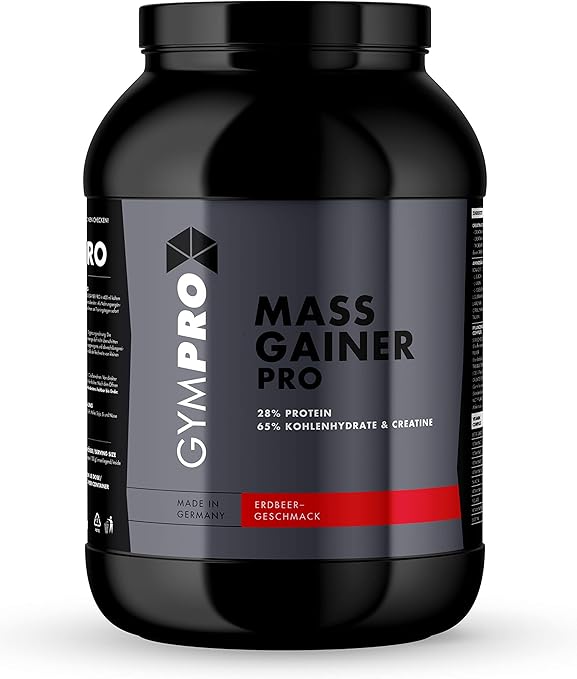 GymPro Weight Gainer Professional (Erdbeere, 2500g), Masse Shake mit