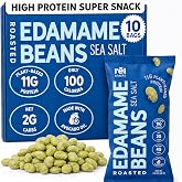 Rel Snacks Sea Salt Roasted Edamame Beans, High Protein Low Carb Snack, 11g Plant Protein, 2g Net Carbs, Keto, Vegan, Non-GMO, Made with Avocado Oil, 10 Single Serve 0.9 oz Packs