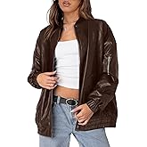 XIEERDUO Faux Leather Jacket Women Oversized Motorcycle Bomber Coats Zip Up Sleeve Pocket 2025 Fall Winter Clothes