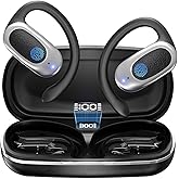 Open Ear Wireless Headphones Air Conduction Earbuds with Mic 42H Playtime Clear Calls LED Digital Display Over Earphones Lightweight Waterproof Secure Earhooks for PC Sports Running Game Business Work