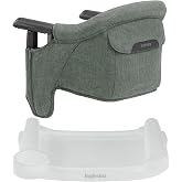 Inglesina Fast Table Chair (Pine Green Melange) + Fast Dining Tray | Portable Baby High Chair for Babies &amp; Toddlers up to 37 lbs - Fits Tables 0.8'' to 3.5'' Thick - Travel Bag Included