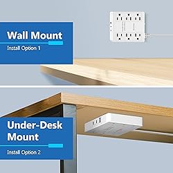 LIDER Outlet Extender with 6 Receptacles, USB-A and