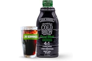 JAVA HOUSE Cold Brew Coffee, Decaf Colombian 4:1 Liquid Concentrate, 32 Ounce Bottle