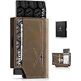 VULKIT Leather Minimalist Men's Wallet Pop Up Slim Front Pocket Credit Card Holder Wallet for Men Quick Card Access with ID Window, Chartreuse