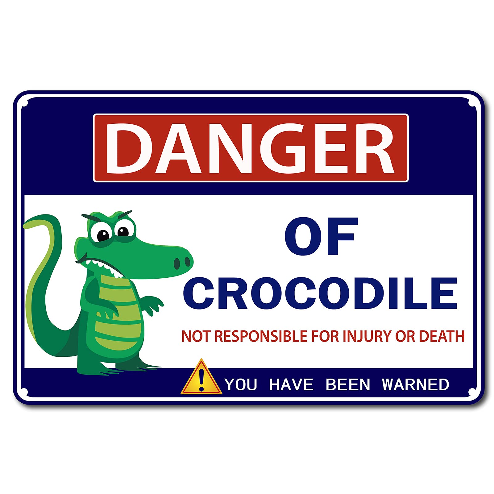 GORGECRAFT Crocodile Sign DANGER of CROCODILE Metal Sign Funny Door Warning Sign for Crocodile Park Man Cave Bar Yard Cafe Bar Wall Decoration, 12x8 inch