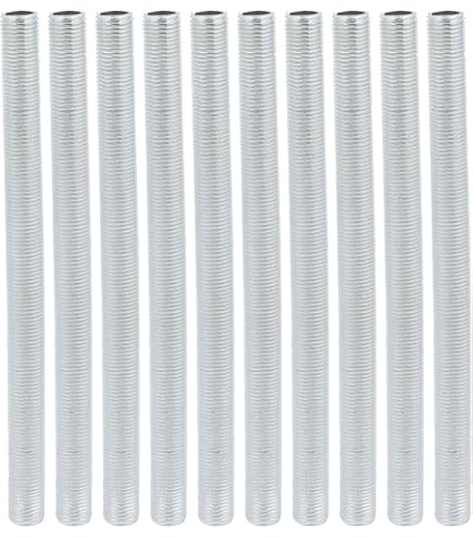 Uxcell M10 Lamp Pipe Nipples - 10mm Hollow Threaded Connectors For Light Fixtures, Pack Of 10
