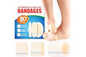 JXXAMZ33 30pcs Hydrocolloid Blister Bandages - Waterproof Blister Bandages for Feet, Heels & Toes - Heel Blister Prevention & Recovery, Blister Pads