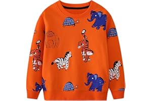 YAGATA Toddler Sweatshirt Boys Long Sleeve Shirts Casual Kids Cotton Graphic Fall Winter Pullover Tee Tops Blouse