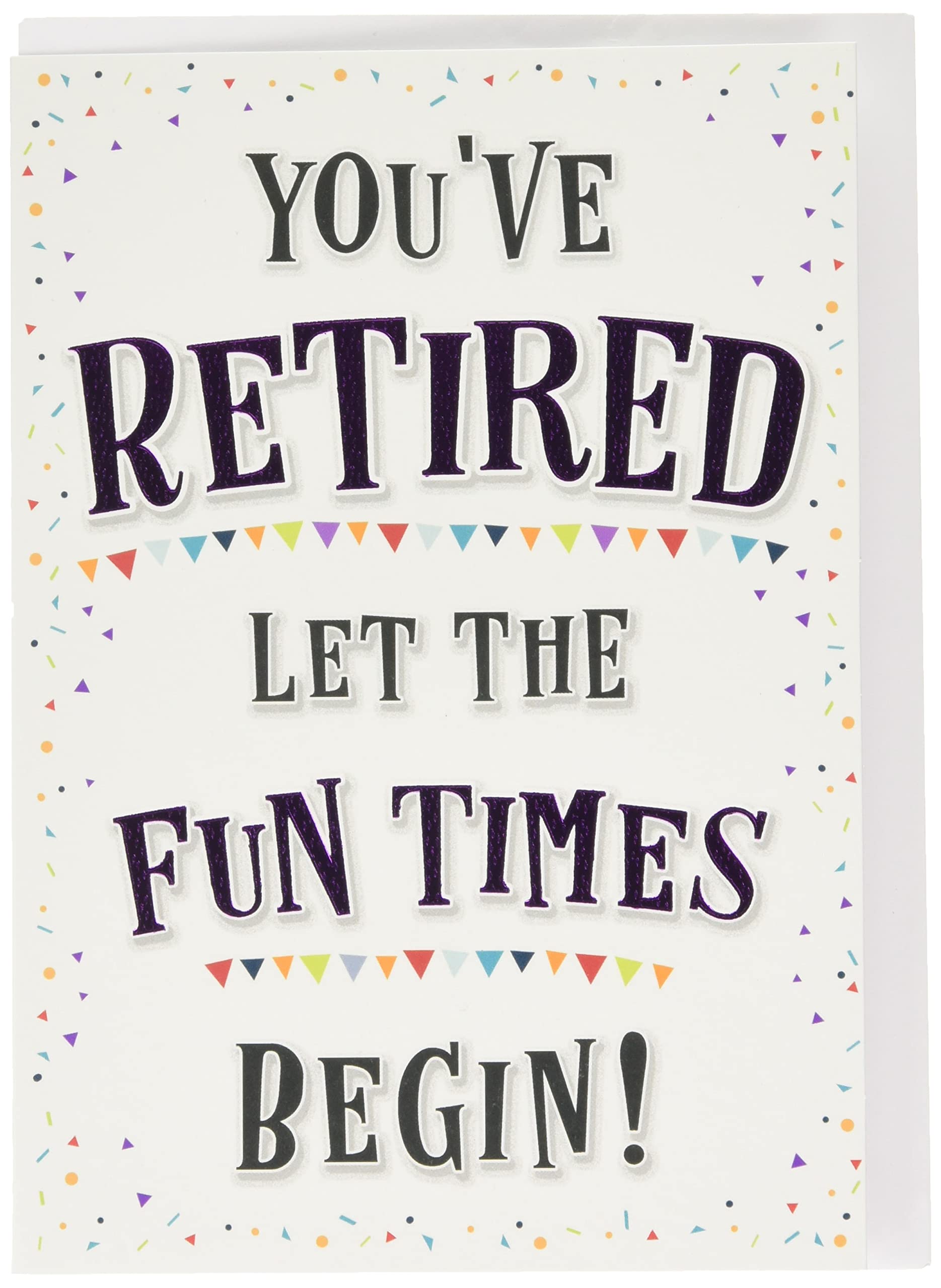 Piccadilly Greetings Modern Retirement Card Fun Times Begin - 7 x 5 inches,grey|purple|white|black