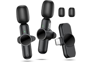 Wireless Mini Microphone for iPhone 15-16 and Android Phone, CDMVAB USB C Lavalier Microphone for Video Recording, Noise Canc