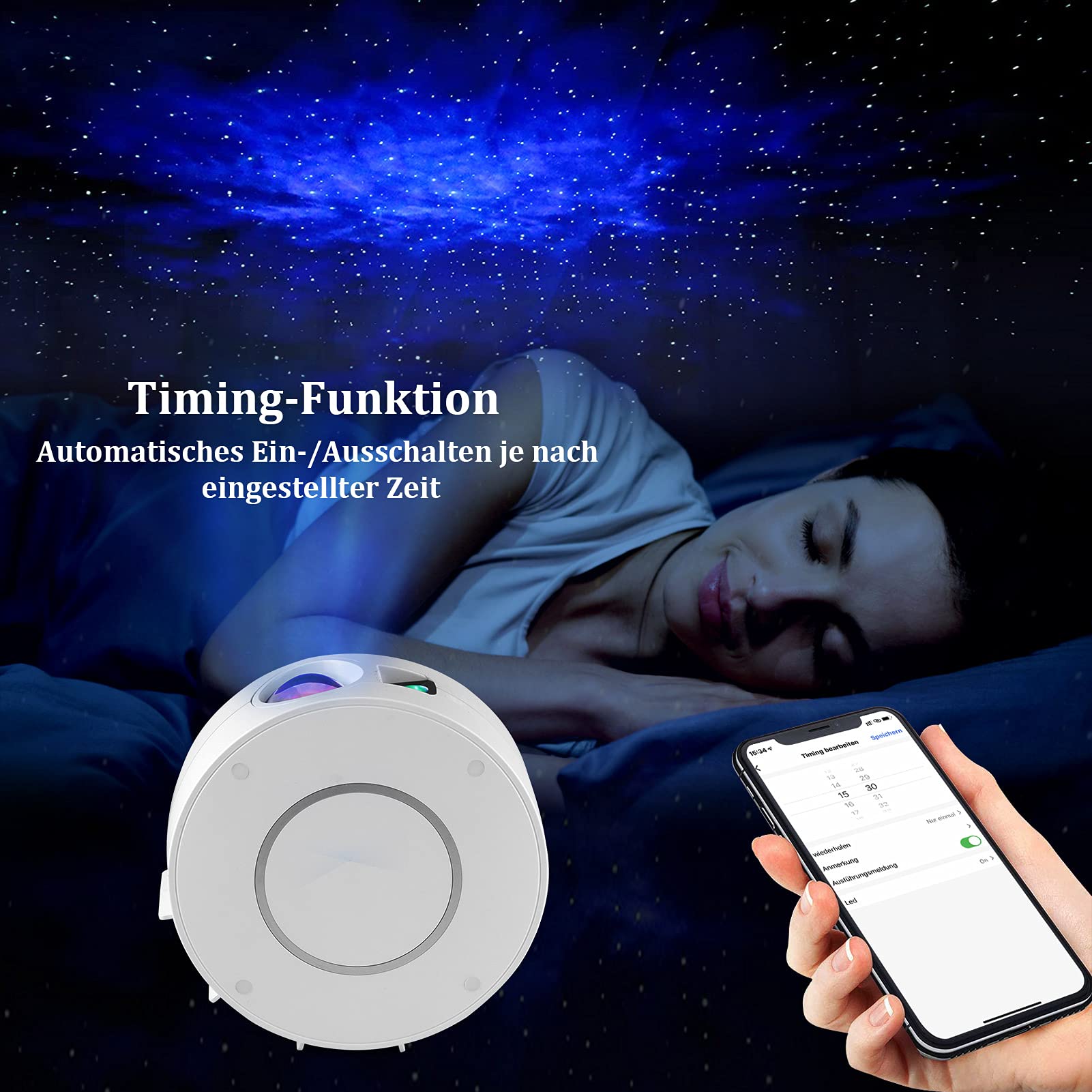 LED Smart Starry Sky Projector, WiFi LED Star Projector 3D Galaxy with App Voice Control, Timer, Compatible with Alexa Google Assistant