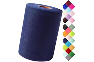 MIGLORIA Navy Blue Tulle Fabric Roll 6 Inch X 300 FT (100 Yards) Matte Tulle Ribbon Netting Mesh Spool for DIY Tutu Skirt Wedding Bow Gift Wrapping Baby Shower Christmas Party Halloween Decorations
