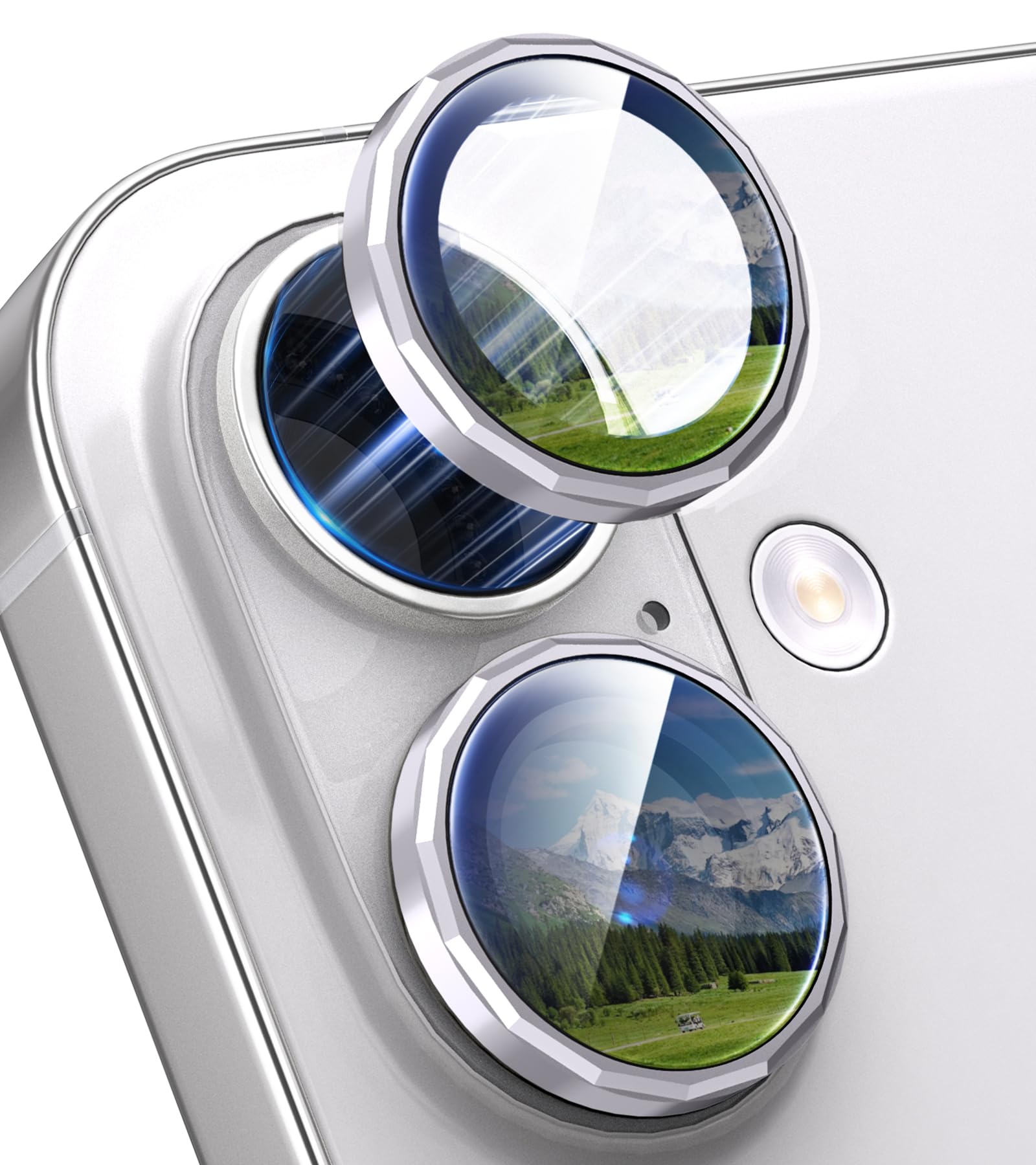 Xfilm for iPhone 17 Camera Lens Protector 16-Facet, Individual Metal with 9H Hardness, Scratch-Proof Camera Screen Protector, Stylish Accessories, Case Friendly (Silver)