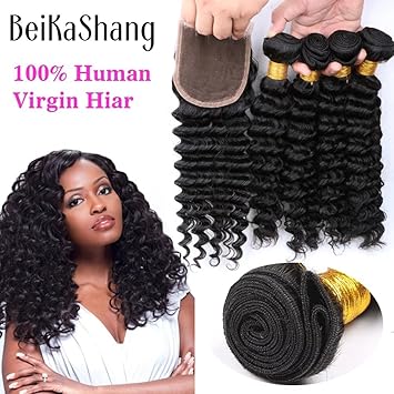Amazon Com Beikashang Brazilian Virgin Remy Deep Wave Hair 4