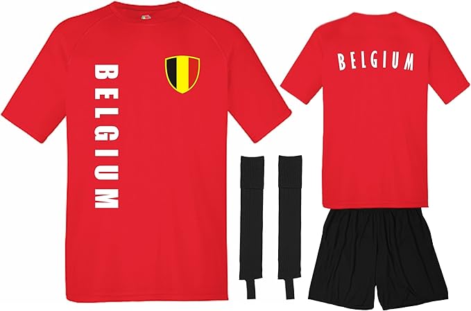 Em 2016 Belgien Trikot Hose Stutzen Rot Sp A Komplettsatz Amazon De Bekleidung