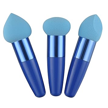 Beaute Secrets Mini Makeup Blender Sponge With Handle Flawless Smooth Powder Puffs Makeup Applicators, 3 Pieces