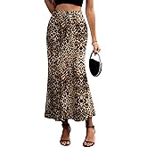 ELLEVEN Women's Maxi Satin High Waisted Skirts Elastic Waistband Party Wedding A-Line Long Silk Skirt