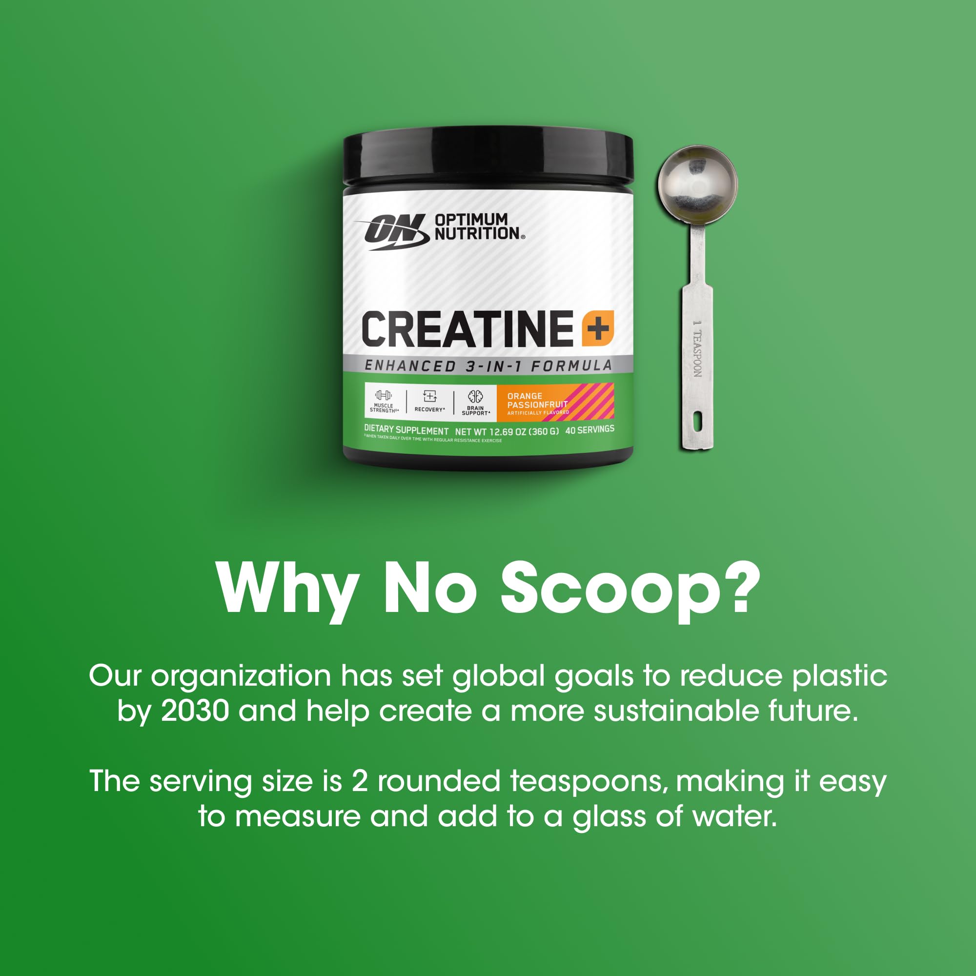 Optimum Nutrition Creatine Monohydrate Plus Powder, Orange Passionfruit Flavored Creatine Performance Blend With Electrolytes for Hydration, Added Vitamins, 40 Servings, 360 Grams (Packaging May Vary)