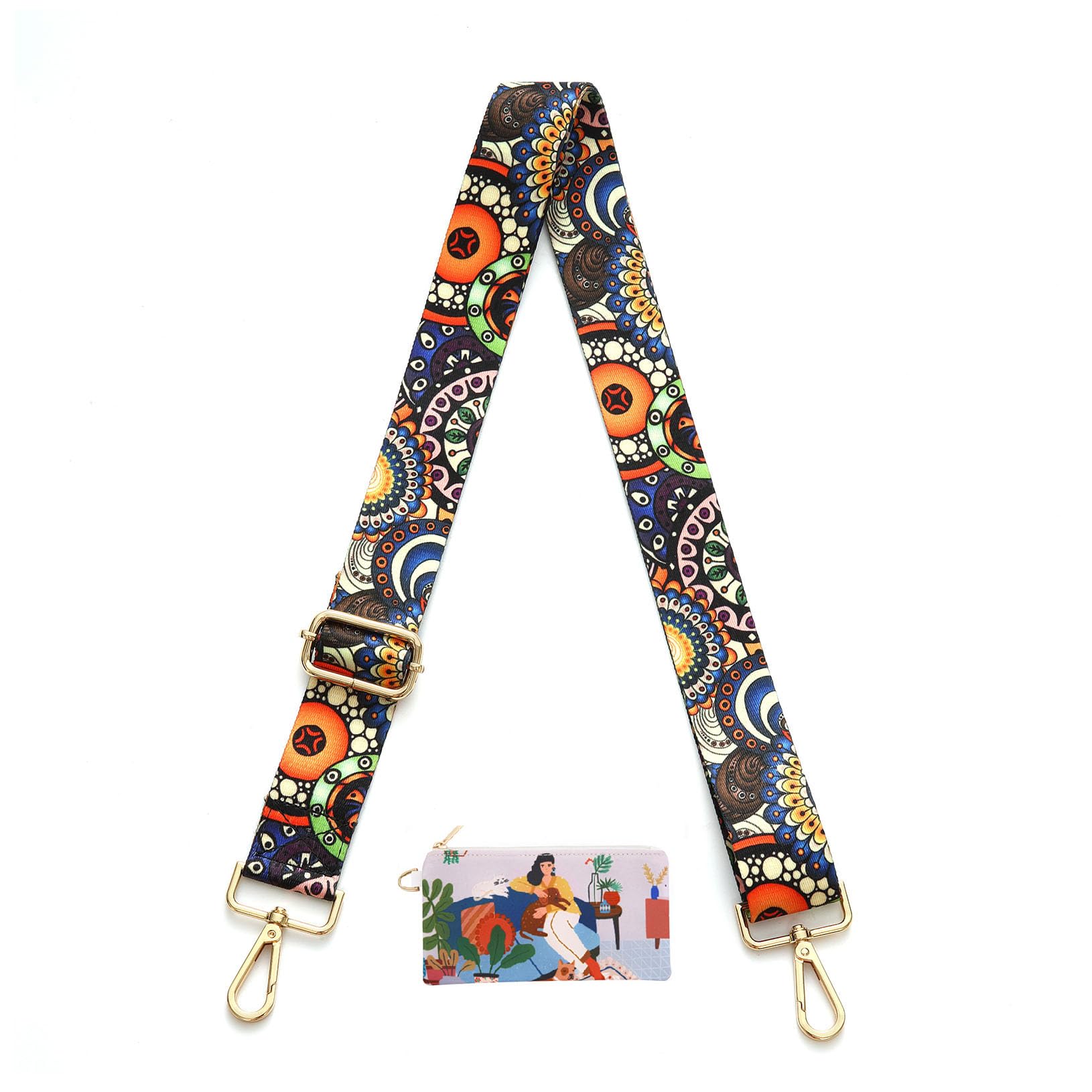 Senral Wide Purse Straps Replacement Crossbody Striped Straps Replacement Shoulder Strap with Gold Bucket (Peacock Pink)