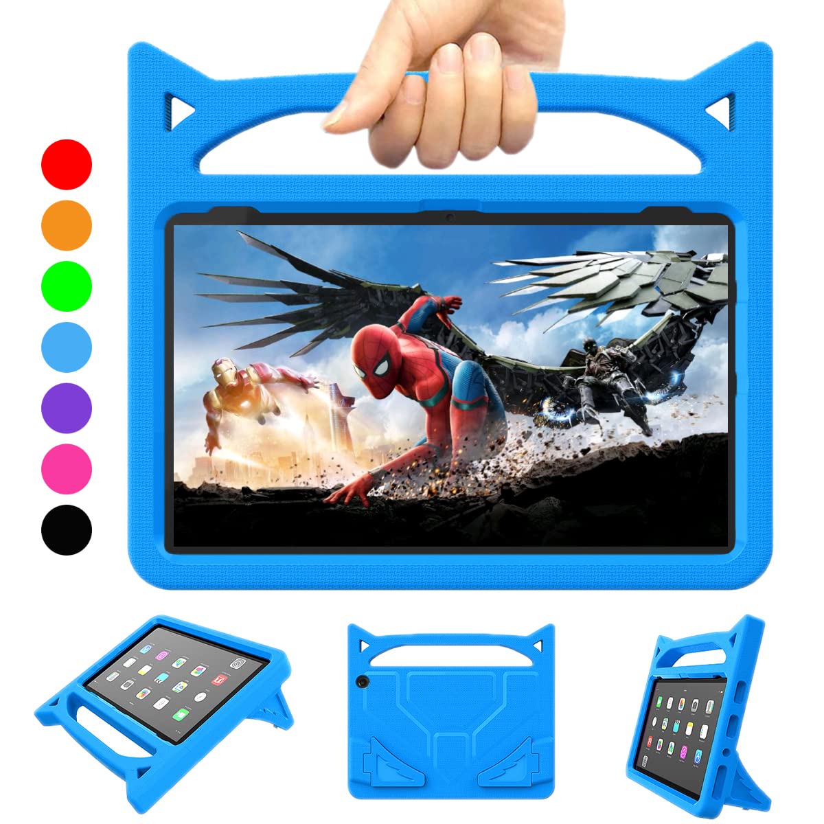 Photo 1 of 10 inch Tablet case for Kids,Riaour - Light Weight Shock Proof Handle Stand Kids Friendly Case for 10 Tablet.(13th/11th Generation, 2023/2021 Release)(Incompatible with iPad Samsung).(Blue)