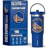 Hydrapeak x NBA Officially Licensed Golden State Warriors 32oz Nomad Stainless Steel Tumbler with Handle and Straw Lid, Leakproof Water Bottle in Limited Edition Collector's Gift Box