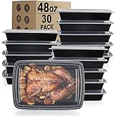 Meal Prep Containers Reusable - 48oz Food Storage Containers with Lids 30 Pack, To Go Food Containers for Meal Prep, Disposable To Go Container with Lids, BPA Free, Microwave/Dishwasher/Freezer Safe