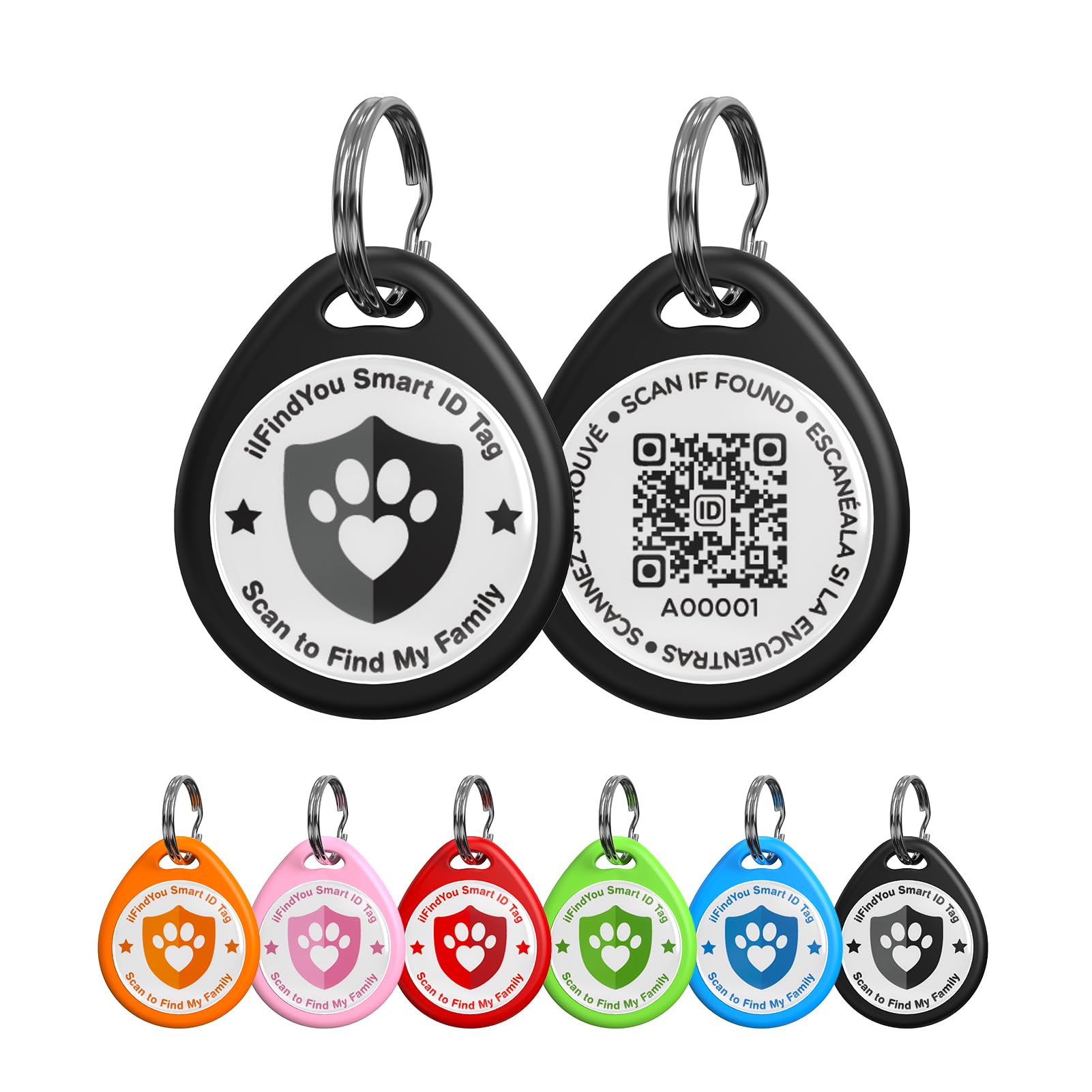 Photo 1 of ilFindYou Dog Tags Personalized, QR Code Pet ID Tags for Dog Collar, Online Profile, Scan Location Alerts, Black