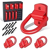XaXmTee 1/2" Trailer D Rings Tie Down Anchors 4 Pack Red Heavy Duty Steel Bolt-On Forged D Ring with More Than 12000 lbs Breaking Strength for Semi Truck Trailer RV Cargo Tie Downs