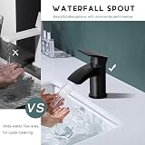 Peppermint Matte Black Waterfall Bath Basin Mixer Taps Set Deck Mount Pop-up view 4