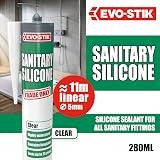 EVO-STIK Sanitary Silicone Sealant Clear Kitchen Bathroom Waterproof Mould view 2