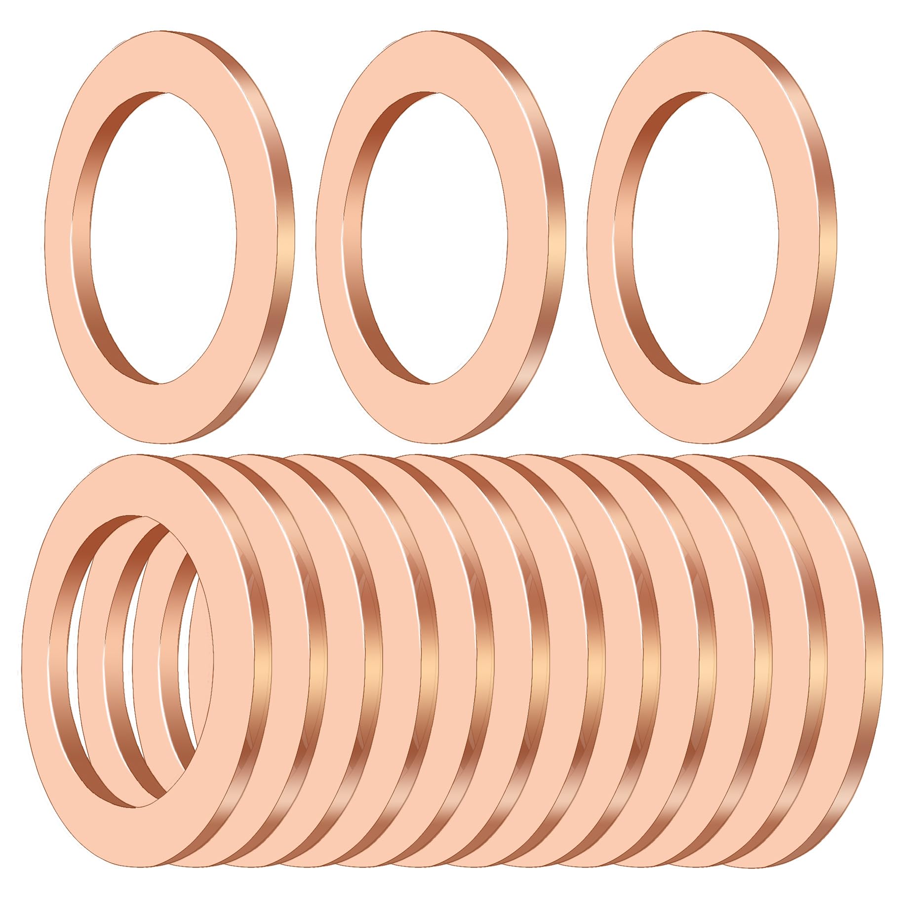 View 1 of 15 PCS Oil Drain Plug Gasket, 14mm Copper Crush Washer Oil Sealing Gaskets, Drain Plug Washer Replacement Compatible with OEM PN 007603-014106, Automotive Car Accessories