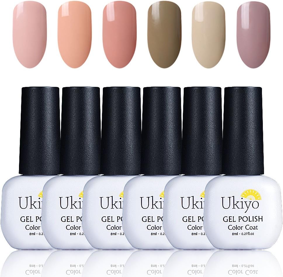 Ukiyo Soak off UV LED Gel Nail Polish Set Well Selected 6pcs Nude Colour 8ml Gift Kit 001