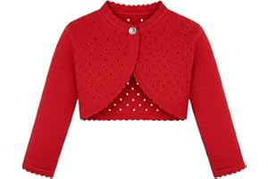 Lilax Baby Girls' Knit Long Sleeve One Button Closure Bolero Shrug