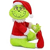 Green Furry Christmas Thief Tree Topper, Holiday Character Tree Hugger Decoration for Wine Bottle Curtain Christmas Tree Ginger Bread Home Decor (1 Pack)
