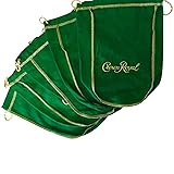 Pack of 5 Green Crown Royal Bags w/Gold Drawstrings