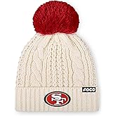 FOCO NFL Womens NFL Team Logo Cable Knit Pom Beanie Hat