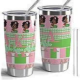 CWEGSJ AKA Sorority Gifts for Women Paraphernalia Sorority Sisterhood 20oz Stainless Steel Tumbler with Lid and Straw 1908 Double Wall Vacuum Insulated Tumbler (Sorority-Africa Girl)