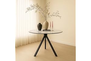 Inspirer Studio Round Dining Table, Modern Bistro Table with Metal Pedestal Base, MDF Veneer Top, D80 cm X H74 cm (31.5" Ligh