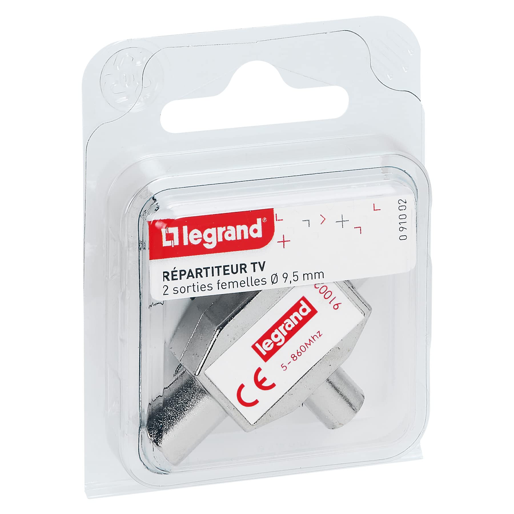 Legrand LEG91002 TV Splitter Shielded 1 Male Input / 2 Female Outputs Diameter 9.52