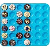 Premium Silicone Mini Muffin & Cupcake Baking Pan Large Non Stick 24 Cup Cookies Molds Bakeware Tin Soap Tray Mould by Meiso 