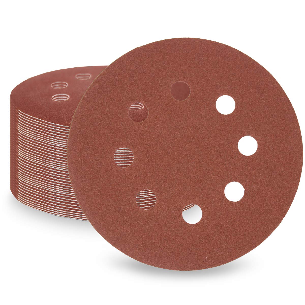 LESNIC 180 Grits 100pcs Sanding Discs, 125mm / 5 inch 8 Holes Quick Change Discs Hook & Loop Sandpaper Discs Polishing for Orbit Orbital Sanders and All Oscillating Tools