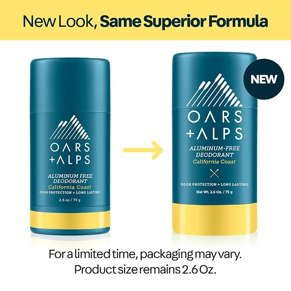 OARS + ALPS ALUMINUM FREE DEODORANT FOR MEN | LONG LASTING ODOR PROTECTION, CLEAR & FREE OF WHITE RESIDUE, ANTI-CHAFING SMOOTH GLIDE, DERMATOLOGIST TESTED, CALIFORNIA COAST, 3PK, 2.6OZ