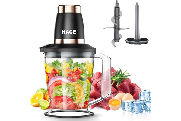 Food Processor, Meat Grinder, 2L Blender for Shakes and Smoothies, Electric Food Chopper 400W, 6 Bi-Level Blades & Whisk for 