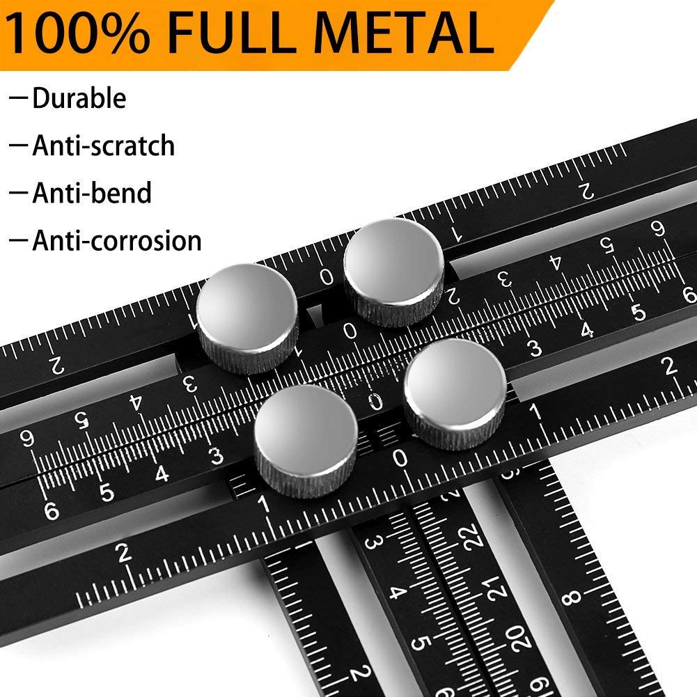 Template Tool Ruler RE2LS - Premium Aluminum Alloy four folding ultra nook, multi angle measurement tool for Handymen, DIY-ers