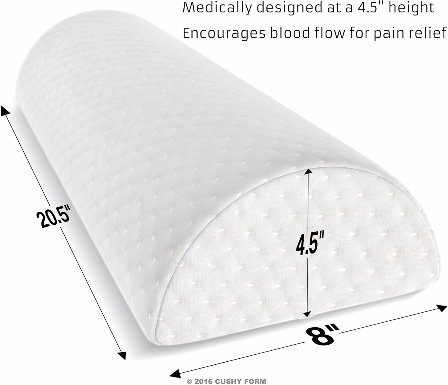Knee Pillow for Back Pain - Half Moon Bolster Pillow - Provides Relief and Support for Sleeping on Side, Stomach or Back - Memory Foam Semi Roll Leg Pillow Wedge with Washable Organic Cotton Cover: Home & Kitchen
