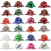 Christmas Gift Wrap Bows Ribbon 40mm for Xmas Wrapping, Christmas Decorations, Florist Wrap (24PCS in 24 Patterns)