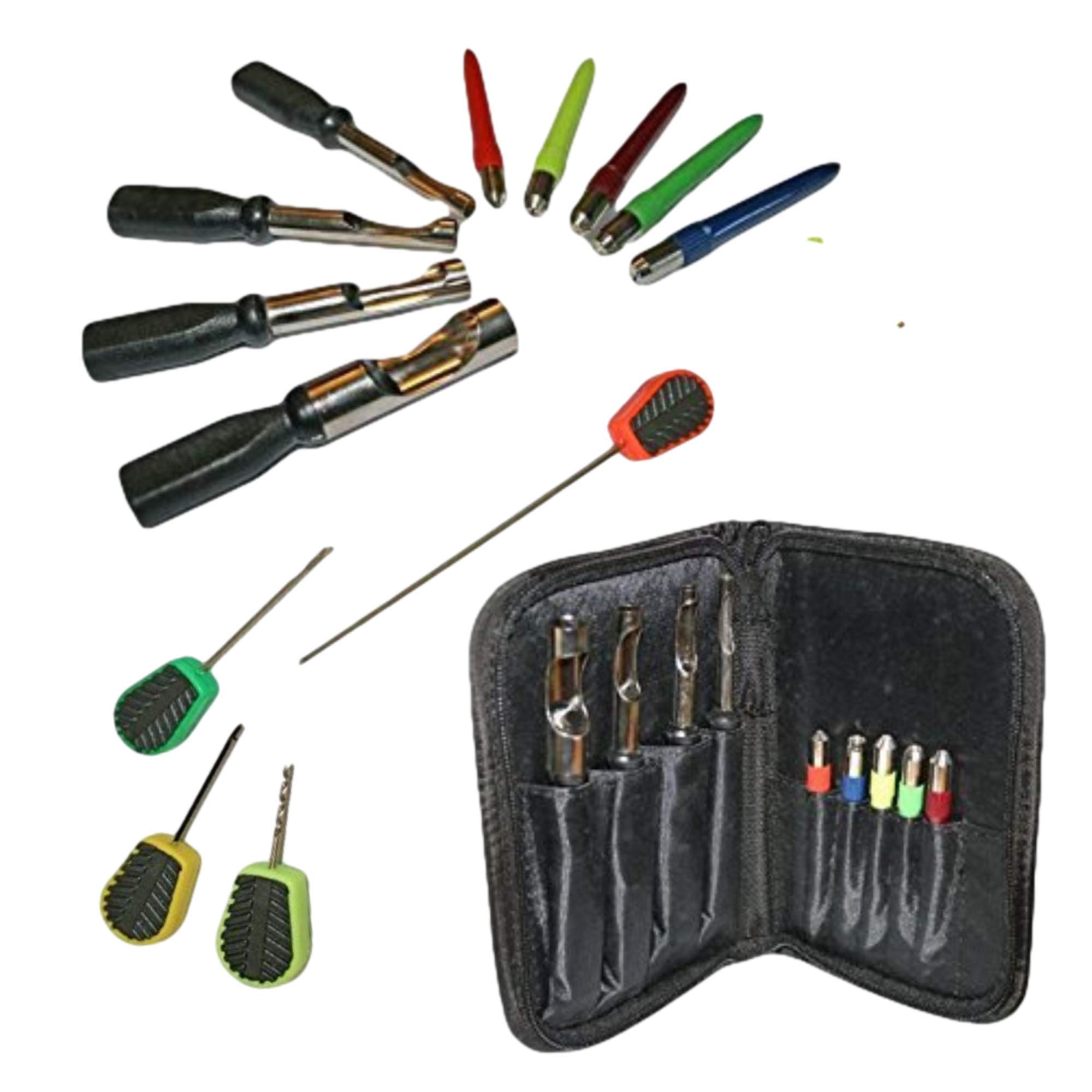 BZS Fishing Tackle Tool Box Set for Carp Fishing - Zip Up Case with Bait Needle, Boilie Driller, Bait Punch and Bread Punches for Angling and Outdoor Fishing