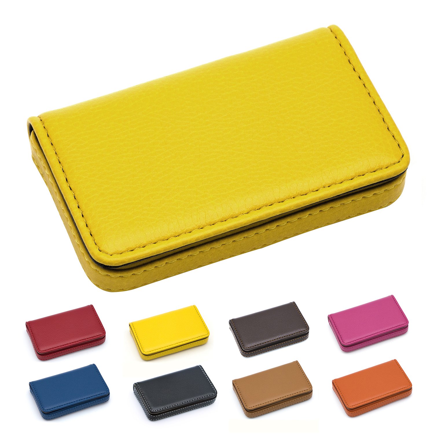 Padike Business Name Card Holder Luxury PU Leather,Business Name Card Holder Wallet Credit card ID Case / Holder For Men & Women - Keep Your Business Cards Clean (Yellow)