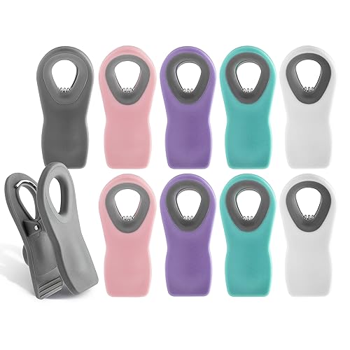 COOK WITH COLOR Bag Clips with Magnet- Food Clips, Chip Clips, Bag Clips for Food Storage with Airtight Seal Grip for Bread Bags, Snack Bags and Food Bags (Multicolor, Pack of 10)